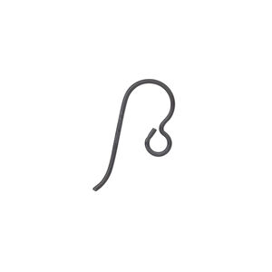 Ear wire fishhook 1pkg50 niobium, 12.5mm / open loop, 20 gauge anodized black 25 pair