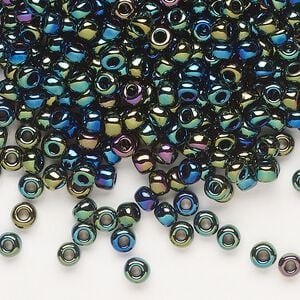 Seed bead, Dyna-Mites&trade;, glass, opaque rainbow iris, #6 round. Sold per 40-gram pkg.