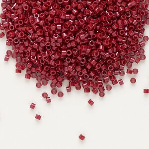 Seed bead, Delica&reg; 1pkg50g glass, #11 round, opaque brick red / outside dyed (DB-0654)