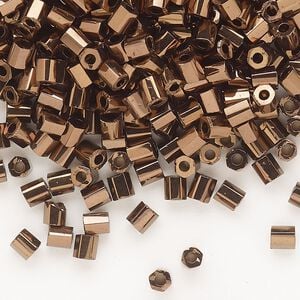 Seed bead, Dyna-Mites&trade;, glass, opaque iris bronze, #6 hex 2-cut. Sold per 40-gram pkg.