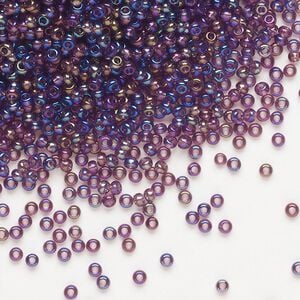 Seed bead, Preciosa Ornela Czech glass, pkg/500g, #11 rocaille, translucent rainbow amethyst, (21060).