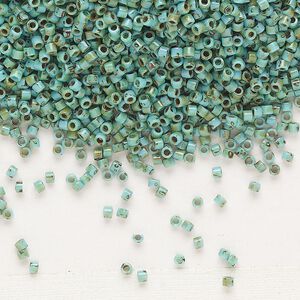 Seed bead, Delica&reg;, glass, pkg/250g, #11 round, opaque Picasso turquoise blue (DB-2264).
