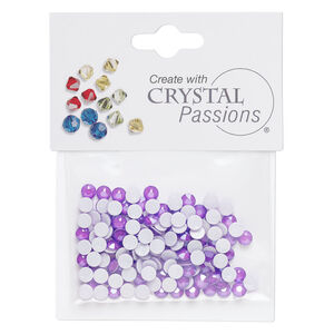 Flat back 1pkg144 electric purple, Crystal Passions&reg; rhinestone 3.80-4.00mm round SS16