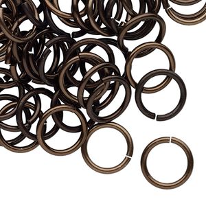 Jump ring 1pkg100 aluminum, 12mm round, 15 gauge / 9.2mm inside diameter / brown