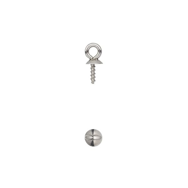 Cup, stainless steel, 9x4mm with 4mm cup and 4.5mm twisted peg, fits 3-6mm bead. Sold per pkg of 20. image number 0