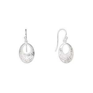 Earring, Create Compliments&reg;, sterling silver, 28.5mm fancy oval go-go with fishhook ear wire. Sold per pair.