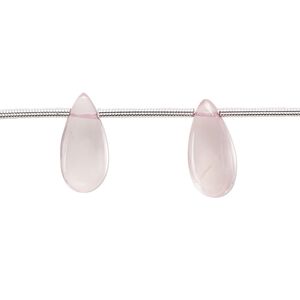 Rose quartz 1pkg12, hand-cut side-drilled puffed teardrop bead 15x7mm