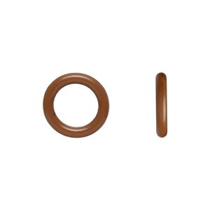 Component, Oh! Ring&trade;, silicone, chocolate brown, 15mm round with 10mm hole. Sold per pkg of 100.