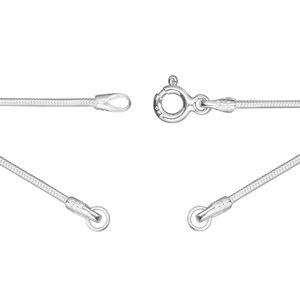 Chain 1pkg1 sterling silver snake, 1.1mm necklace component / 3.5mm jump ring / springring clasp, 18.75 inch