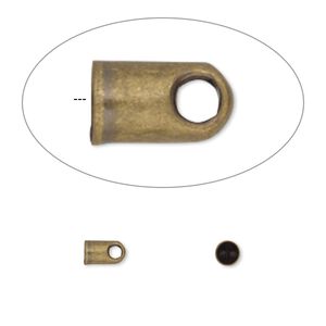 Cord end glue-in 1pkg100 gold-plated, 5.5x3.5mm / 2.5mm inside diameter, brass / antiqued