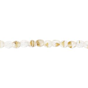 Bead, Czech fire-polished glass, clear and brown, 4mm faceted round. Sold per 15-1/2" to 16" strand, approximately 100 beads.