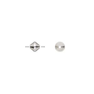 Bead 1pkg2 sterling silver, 5mm smooth bicone