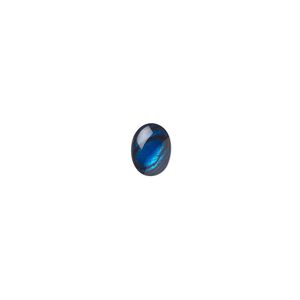 Cabochon, paua shell (dyed / coated), blue, 8x6mm calibrated oval, Mohs hardness 3-1/2. Sold per pkg of 10.