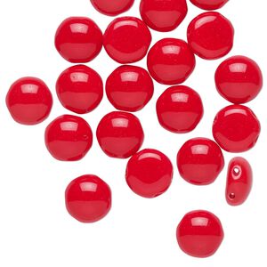 Bead, Preciosa Candy&trade;, Czech pressed glass, opaque red, 8mm candy with (2) 0.8-0.9mm holes. Sold per pkg of 20.