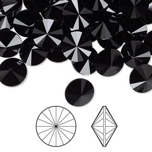 Chaton 48pk jet, Crystal Passions&reg; 8.16-8.41mm rivoli SS39 1122