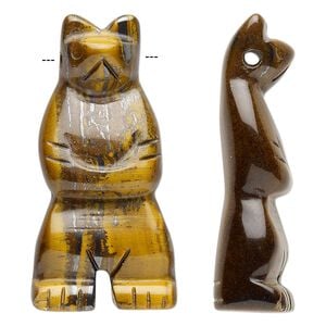 Tigereye 1pkg1, hand-cut top-drilled standing bear focal natural 41x18mm-45x22mm