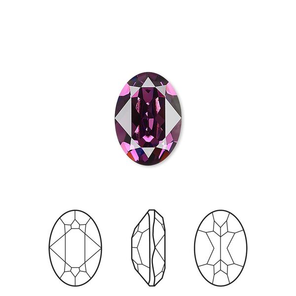 Fancy stone 144pk amethyst foil back, Swarovski&reg; 14x10mm oval 4120 image number 0