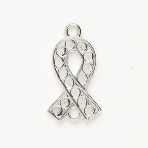 Link "pewter" (zinc-based alloy) 1pkg1 27x17mm awareness ribbon, antique silver finish