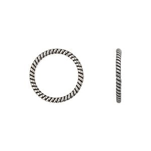 Jump ring 1pkg1 sterling silver, 16mm soldered closed twisted round, 15 gauge / 13.5mm inside diameter