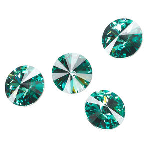 Chaton 1pkg4 Caribbean green foil back, Crystal Passions&reg; Regenerated 12mm rivoli 1122