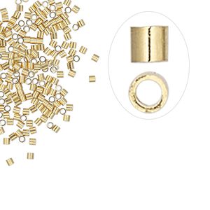 Crimp 1pkg100 gold-plated, 1.1x1mm seamless micro tube / approx 0.7mm inside diameter, brass