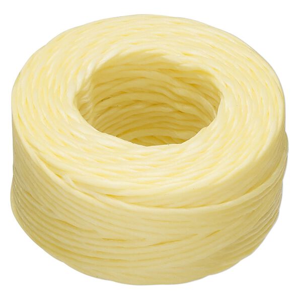 Thread, Hemptique&reg;, polyester, pkg/25 yards, yellow, 1mm smooth. image number 0