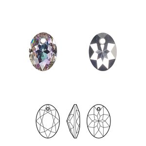 Drop 2pk crystal vitrail light P, Crystal Passions&reg; 11.5mm pendant elliptic cut 6438