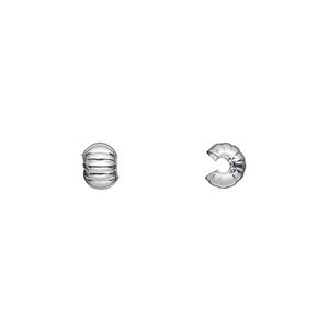 Crimp cover, silver-plated brass, 5mm corrugated round. Sold per pkg of 100.
