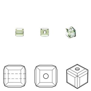 Bead 288pk peridot, Swarovski&reg; 4mm cube 5601
