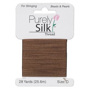 Thread, Purely Silk&trade;, chestnut, size D. Sold per 28-yard card.