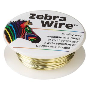 Wire, Zebra Wire&trade;, color-coated copper, champagne gold, round, 20 gauge. Sold per 15-yard spool.