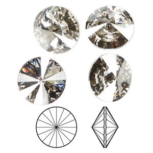 Chaton 144pk crystal silver shade foil back, Swarovski&reg; 14mm rivoli 1122