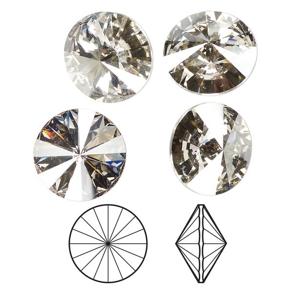 Chaton 144pk crystal silver shade foil back, Swarovski&reg; 14mm rivoli 1122 image number 0