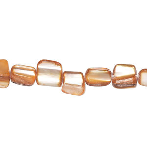 Mother-of-pearl shell 1pkg1, triangle tube bead 15 inch red-orange 7x5mm-10x8mm