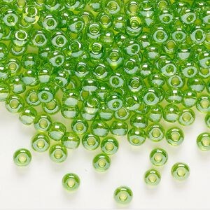 Seed bead, Preciosa Ornela Czech glass, pkg/50g, #6 rocaille, translucent luster green, (56430).