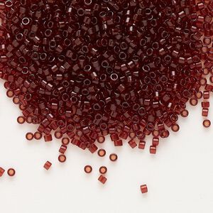 Seed bead, Delica&reg;, glass, pkg/50g, #11 round, transparent dark cranberry (DB-1102).