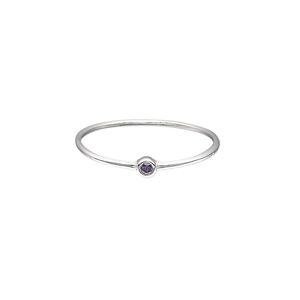 Ring, Create Compliments&reg;, cubic zirconia and sterling silver, amethyst purple, 3mm wide, size 9. Sold individually.