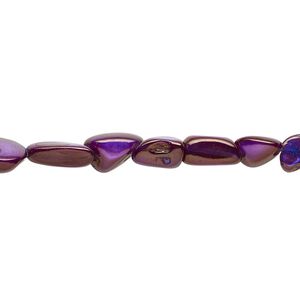 Mother-of-pearl shell 1pkg1, pebble bead 30 inch dark purple small to large