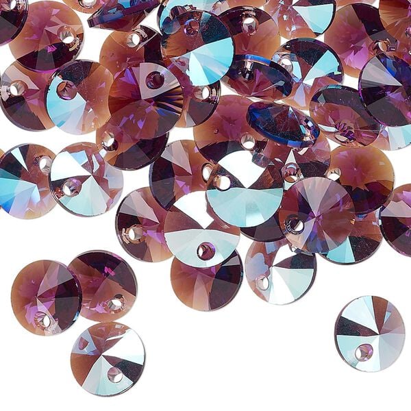 Drop 144pk amethyst shimmer, Swarovski&reg; 8mm pendant mini disk 6428 image number 1