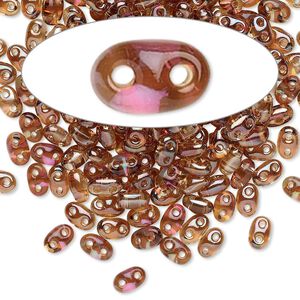 Seed bead, Preciosa Twin&trade; Czech glass, pkg/10g, 5x2.5mm oval, transparent Venus clear, (20202).