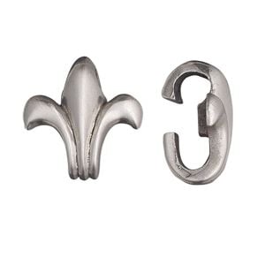 Slide, stainless steel, 21x20mm fleur-de-lis, 16x3mm hole. Sold individually.