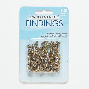 Earnut 1pkg100 "pewter" (zinc-based alloy), 6x5mm barrel, gold- / silver-finished 50 pair