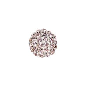 Bead 1pkg1 silver-plated, 27mm ball / 5mm chatons, brass / pink rhinestone