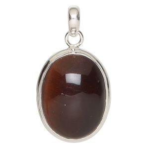 Pendant, red tigereye (heated) and sterling silver, 30x24mm oval. Sold individually.