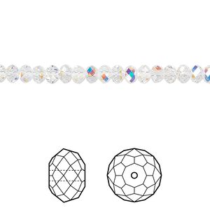 Bead 144pk crystal AB, Crystal Passions&reg; 4x3mm rondelle 5040