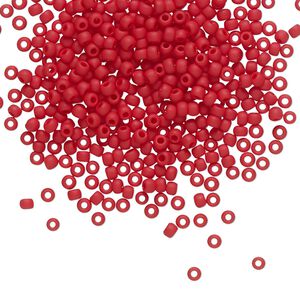Seed bead, TOHO BEADS&reg;, glass, pkg/50g, #11 round, opaque frosted pepper red (TR-11-45F).