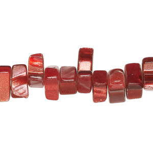 Mother-of-pearl shell 1pkg1, triangle tube bead 15 inch candy apple red 8x4mm-14x5mm