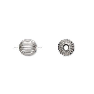 Bead 1pkg2 stainless steel, 8mm corrugated round