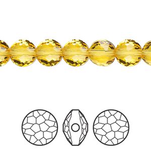 Bead 144pk light topaz, Swarovski&reg; 8mm puffed round 5034