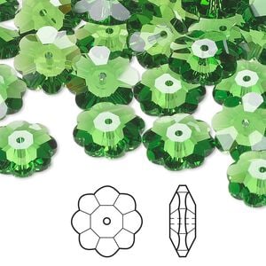 Margarita flower 144pk fern green, Swarovski&reg; 12x4mm 3700